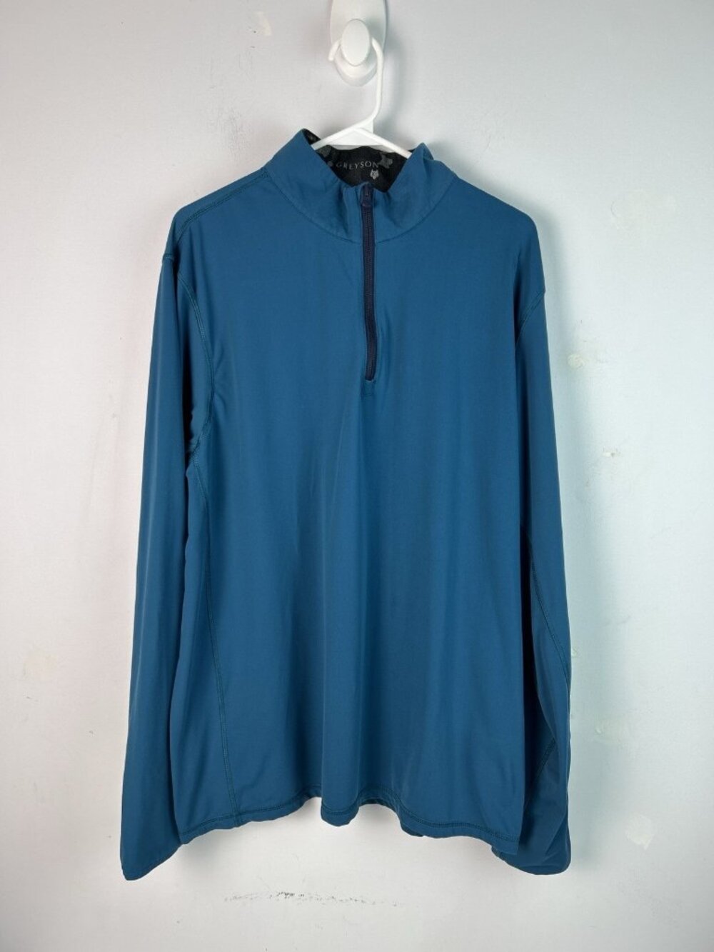 Greyson Men Teal Blue Sequoia Performance 1/4 Zip Pullover Size Large L
